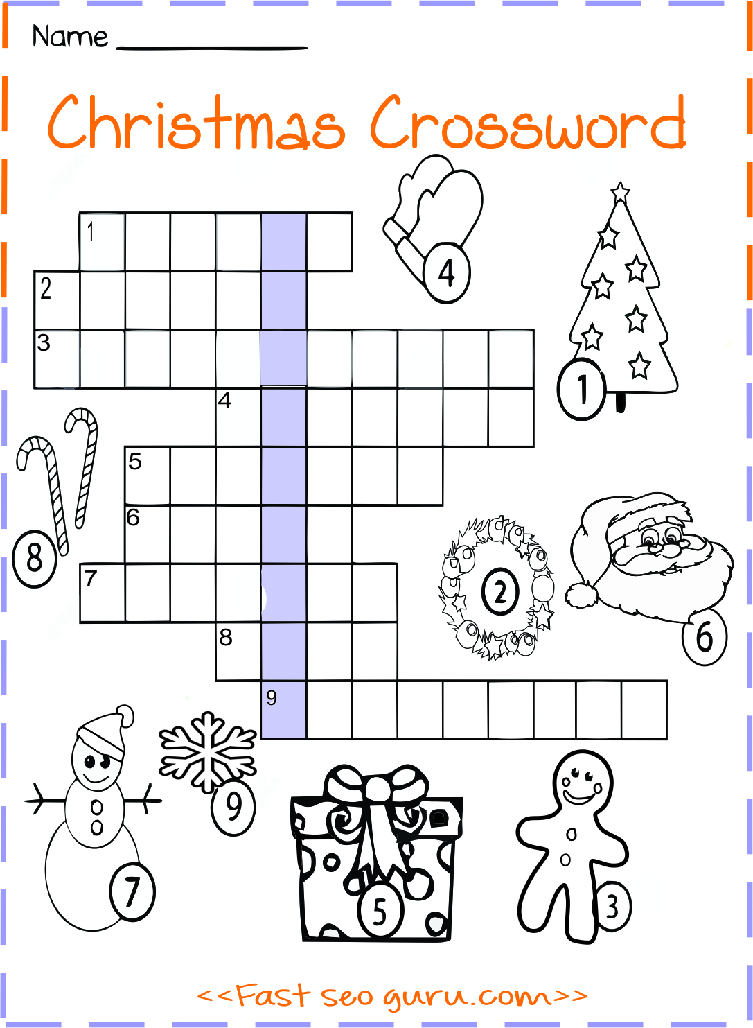Printable christmas crossword worksheet